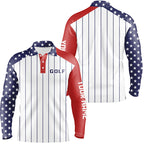 golf polo shirts custom red, white and blue American flag patriotic stripes golf attire