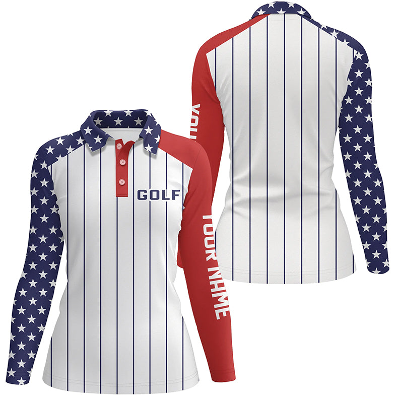 golf polo shirt custom red, white and blue American flag patriotic stripes golf attire