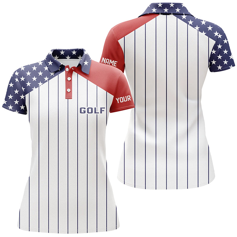 golf polo shirt custom red, white and blue American flag patriotic stripes golf attire