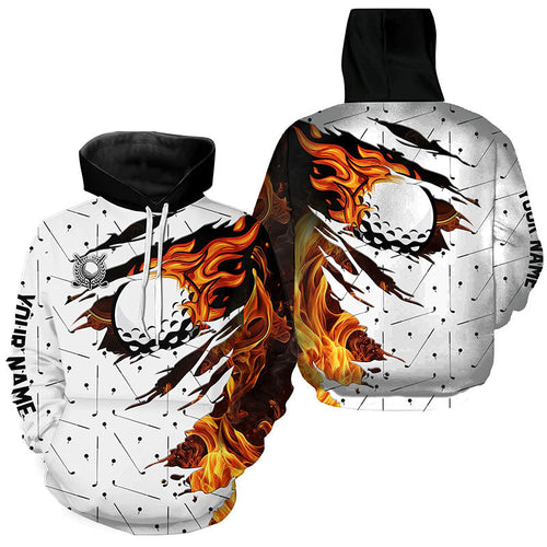 White Golf Camo golf Hoodies custom flame golf ball fire golf Hoodies, golfer gifts