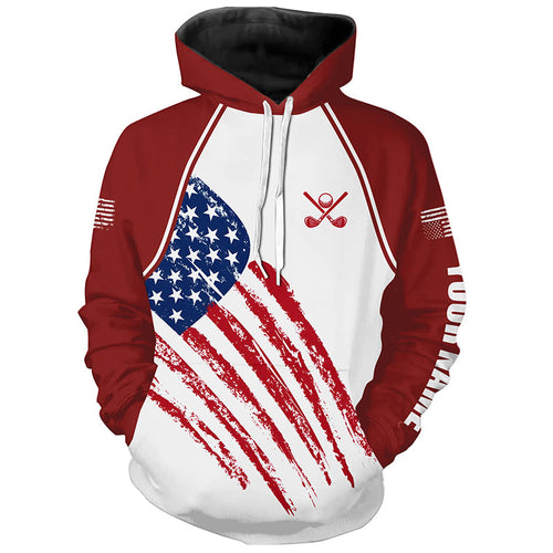 Red, White and Blue American Flag golf Hoodies custom patriotic golf attire, best golf gifts