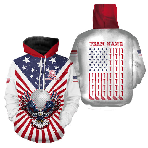 Red, White and Blue American Flag Eagle Golf Hoodies Custom Patriotic Hoodie Golf Top