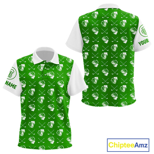 Green and white golf pattern golf polo shirts custom golf beer outfit golf clothes