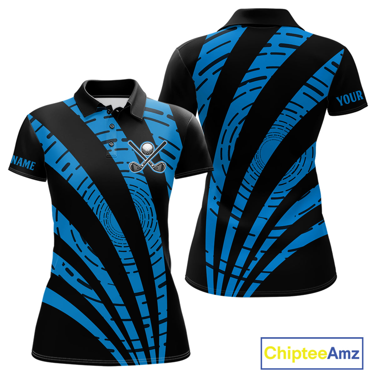 Custom Black and Blue camo Golf Polo Shirt Custom golf tops, personalized golf gifts