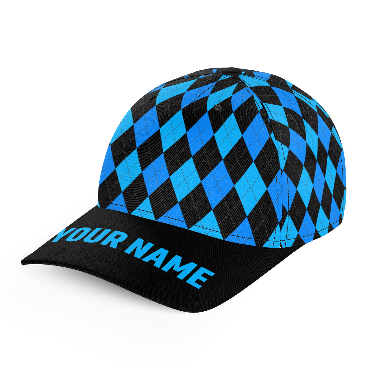 Multicolor argyle pattern custom name golf sun hats, unique golf gifts for golfers