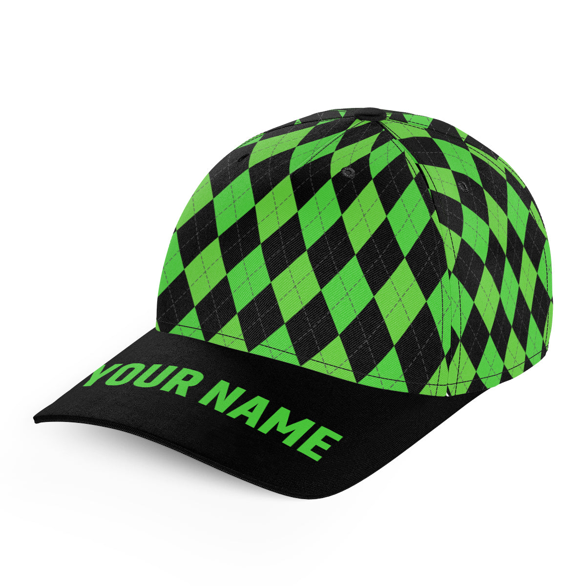 Multicolor argyle pattern custom name golf sun hats, unique golf gifts for golfers