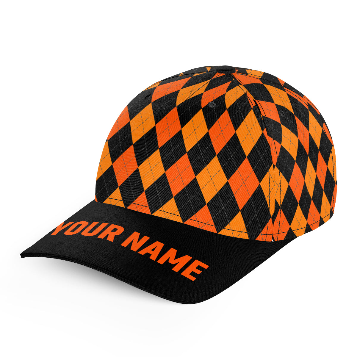 Multicolor argyle pattern custom name golf sun hats, unique golf gifts for golfers