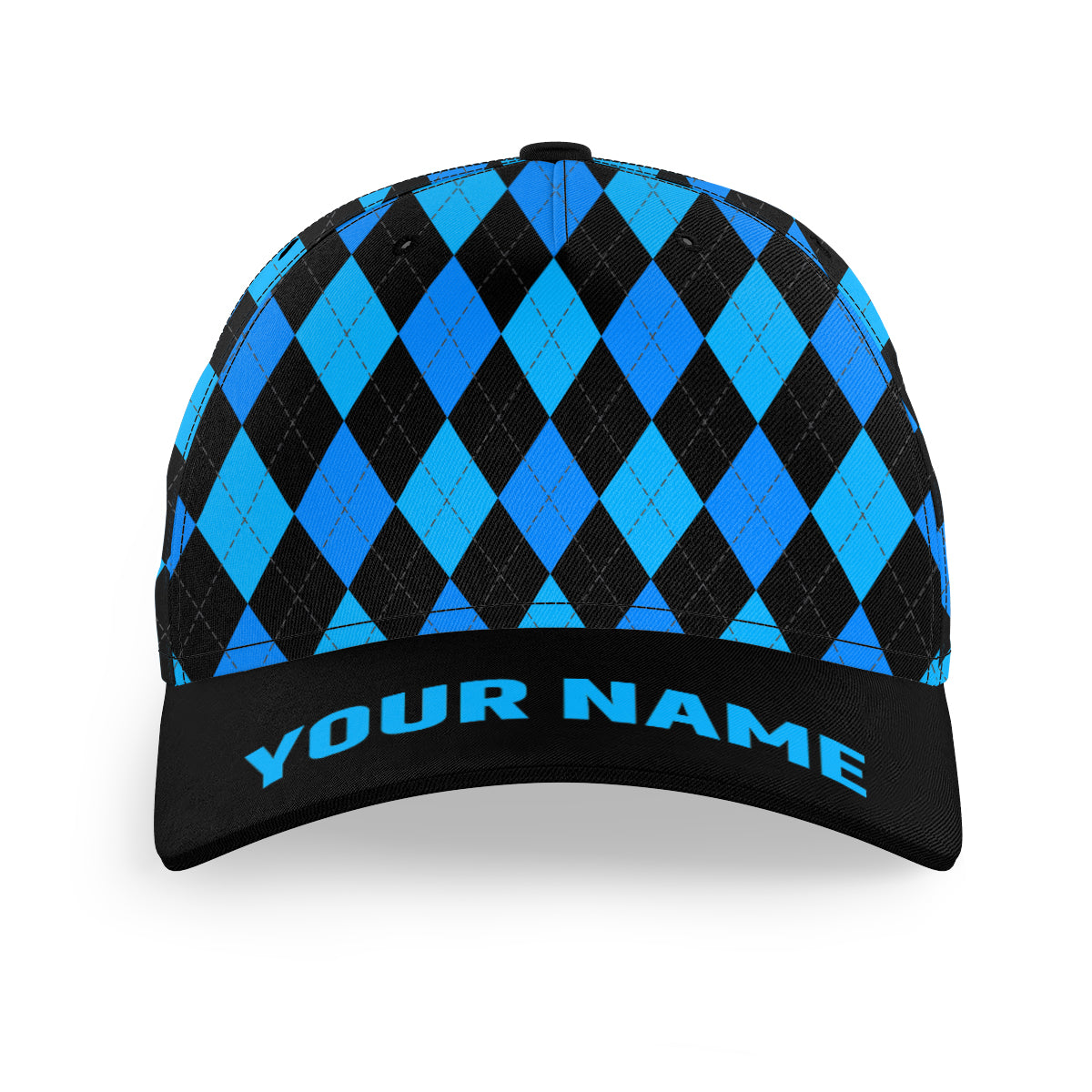 Multicolor argyle pattern custom name golf sun hats, unique golf gifts for golfers