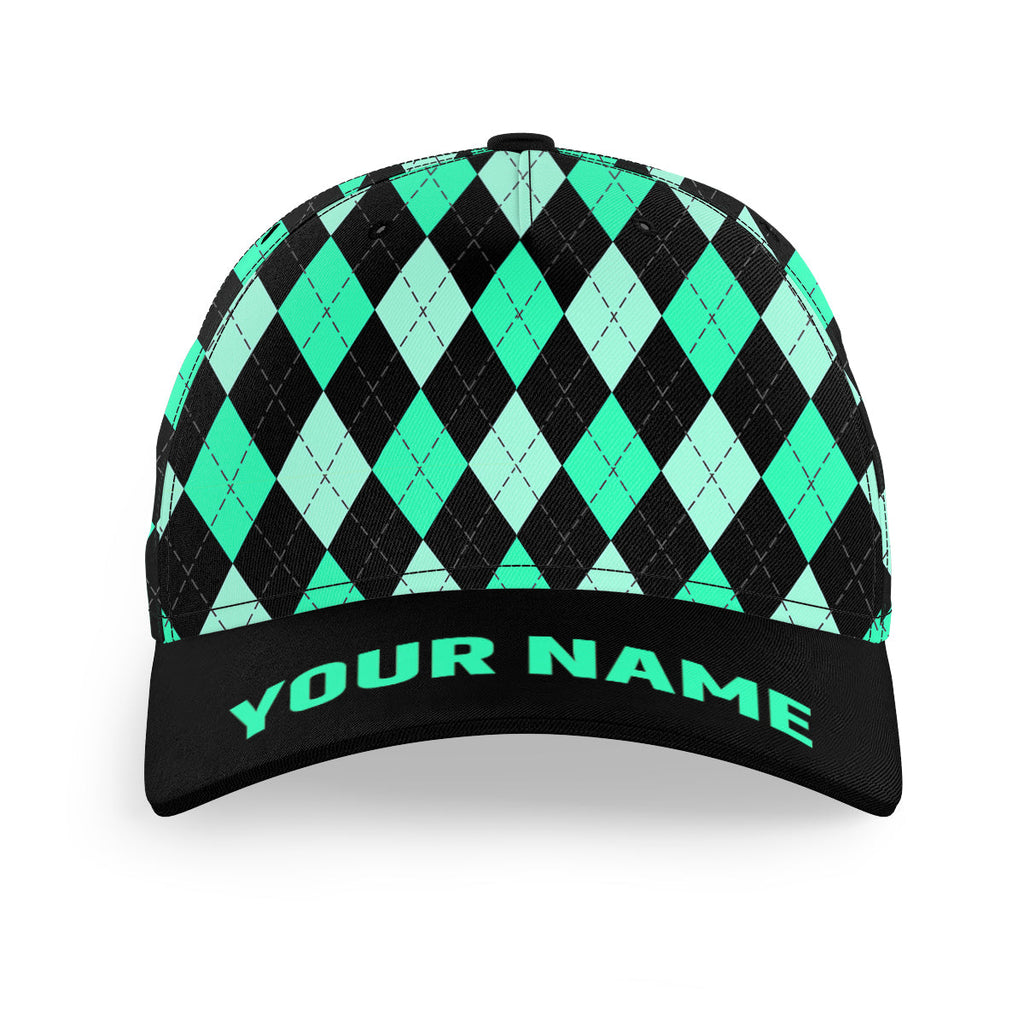 Multicolor argyle pattern custom name golf sun hats, unique golf gifts for golfers