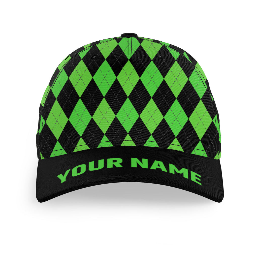 Multicolor argyle pattern custom name golf sun hats, unique golf gifts for golfers