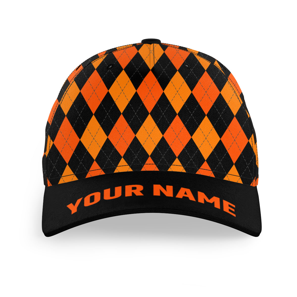Multicolor argyle pattern custom name golf sun hats, unique golf gifts for golfers