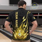 Black and Gold Flame Bowling Shirts Custom Bowling Team League Jersey, Gift For Bowler
