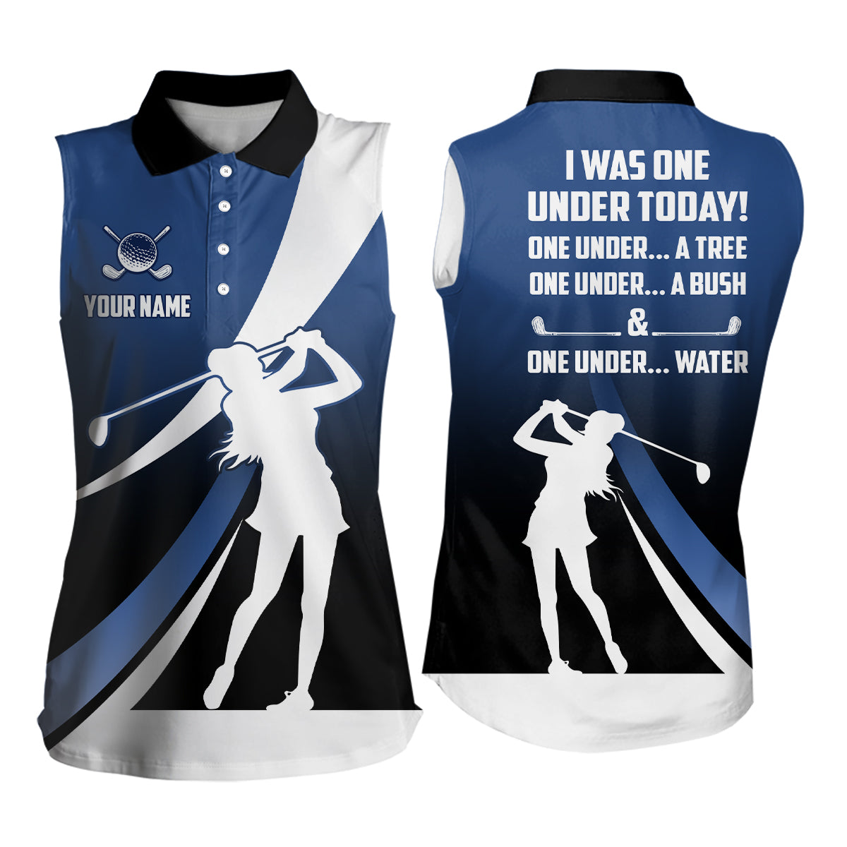 Funny Sleeveless Polo Golf shirt I was one under today custom name polo shirt