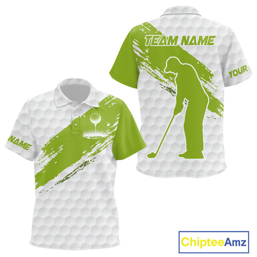 Green and White golf ball pattern golf polo shirts custom team golf clothes