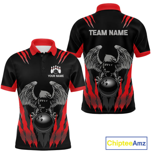 Black and Red Eagle Bowling Shirts Custom Eagle Bowling Team Jerseys Bowling Uniform