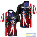 Personalized US flag golf shirts skull funny golf shirts custom patriotic golf outfit