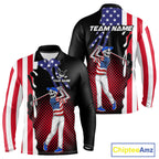 Personalized US flag golf shirts skull funny golf shirts custom patriotic golf outfit