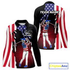 Personalized US flag golf shirts funny skull 's patriotic golf shirts custom golf apparel