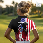 Personalized US flag golf shirts funny skull 's patriotic golf shirts custom golf apparel
