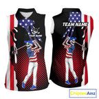 Personalized US flag golf shirts funny skull golf shirts sleeveless custom golf apparel