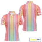 Colorful rainbow stripe pattern golf polo shirt custom best golf apparel