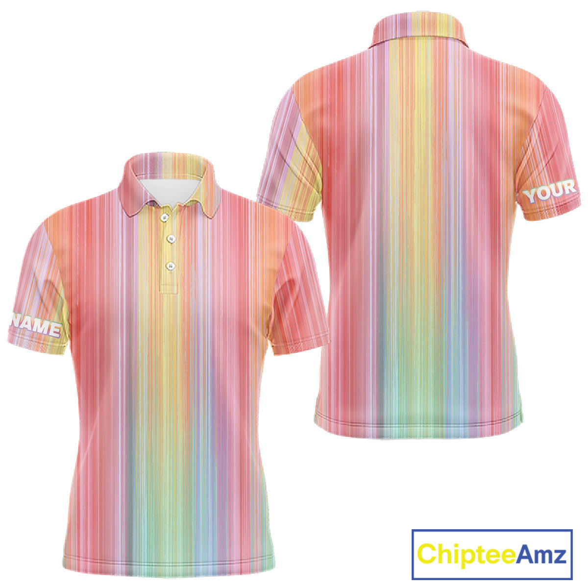 Colorful rainbow stripe pattern golf polo shirt custom best golf apparel