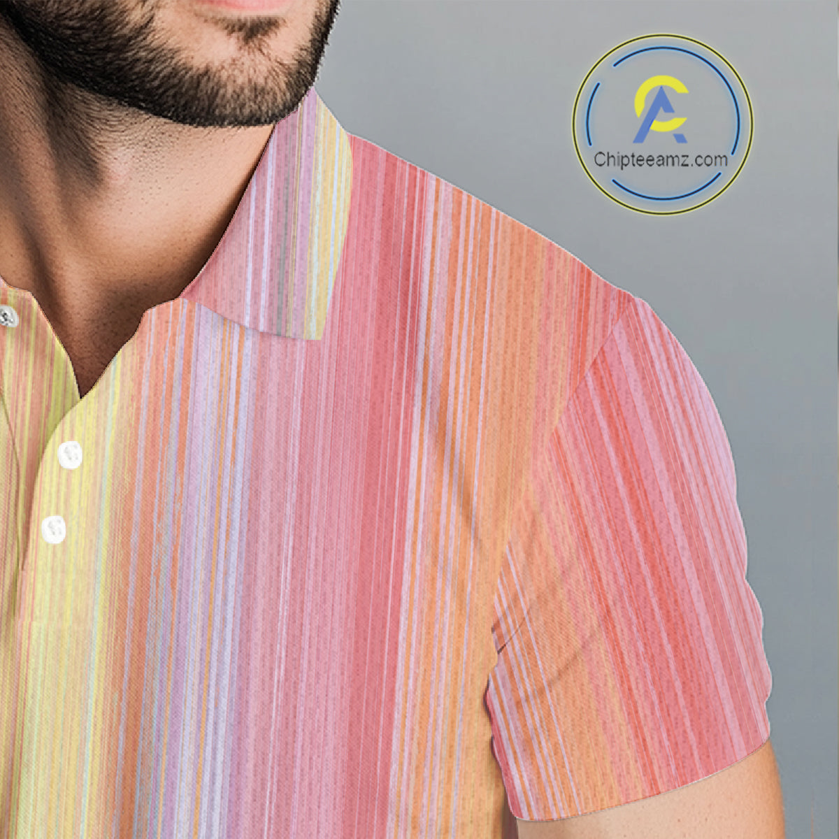 Colorful rainbow stripe pattern golf polo shirt custom best golf apparel
