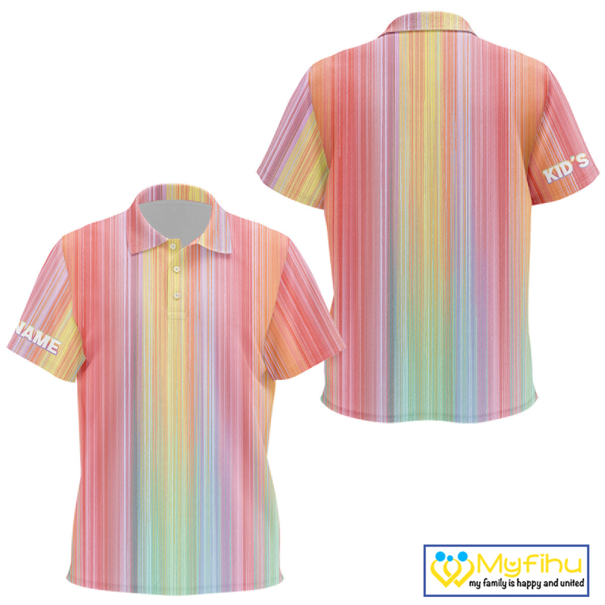 Colorful rainbow stripe pattern golf polo shirt custom best golf apparel