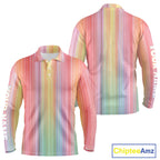 Colorful rainbow stripe pattern golf polo shirt custom best golf apparel
