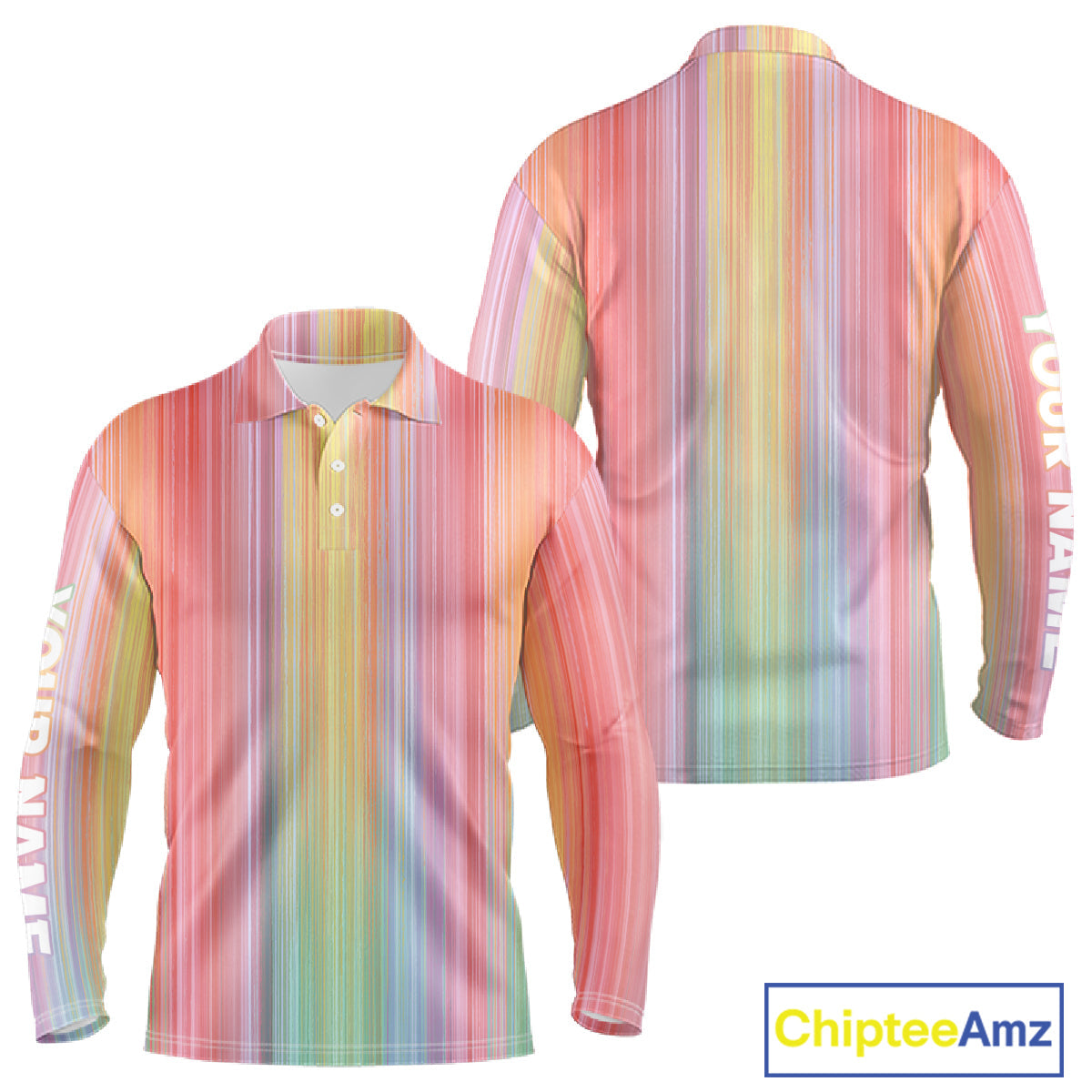 Colorful rainbow stripe pattern golf polo shirt custom best golf apparel