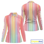Colorful rainbow stripe pattern golf polo shirt custom best golf apparel