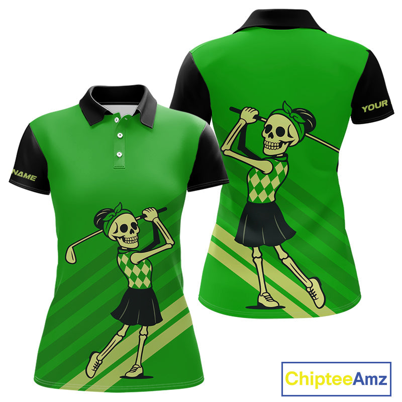 Funny argyle pattern Skull Golf Polo Shirt Custom golf attire, cool golf gift