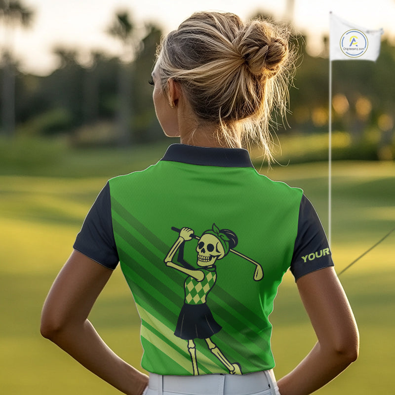 Funny argyle pattern Skull Golf Polo Shirt Custom golf attire, cool golf gift