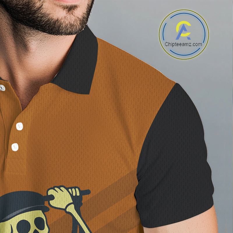 Funny argyle pattern Skull Golf Polo Shirts Custom golf attire, cool golf gifts