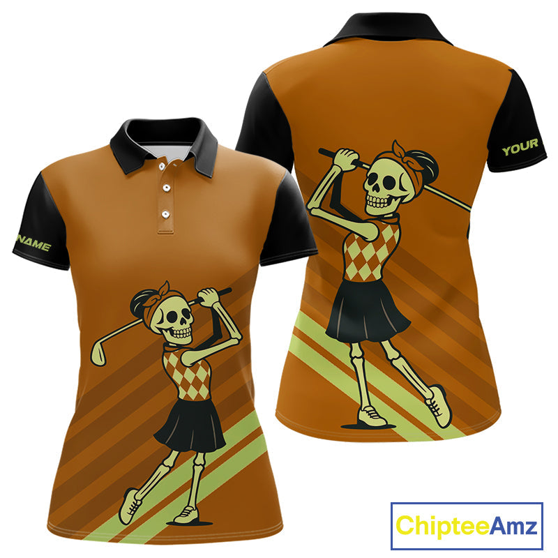 Funny argyle pattern Skull Golf Polo Shirt Custom golf attire, cool golf gift
