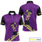 Funny argyle pattern Skull Golf Polo Shirts Custom golf attire, cool golf gifts