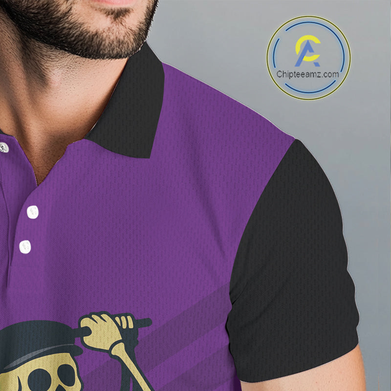 Funny argyle pattern Skull Golf Polo Shirts Custom golf attire, cool golf gifts