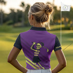 Funny argyle pattern Skull Golf Polo Shirt Custom golf attire, cool golf gift