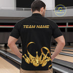 Black and Gold Ribbon Bowling Polo, 1/4 Zip Shirts Custom Breast Cancer Bowling Team Shirt