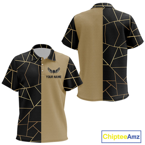 Black and Gold pattern Golf polo shirt custom golf attire, golfing gifts