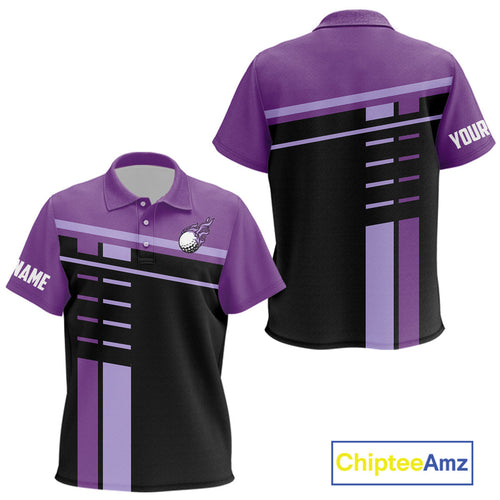 Personalized Black and Purple golf polo shirts, Custom Golf Shirts For Team golfers