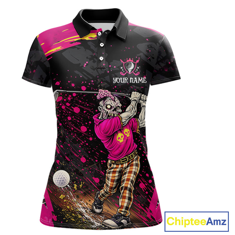 Black and Pink Funny zombie Golf Polo shirts Custom funny 's golf team shirts