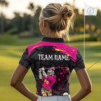 Black and Pink Funny zombie Golf Polo shirts Custom funny 's golf team shirts