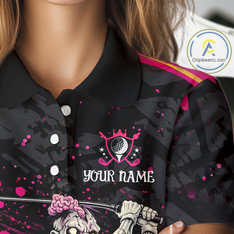 Black and Pink Funny zombie Golf Polo shirts Custom funny 's golf team shirts