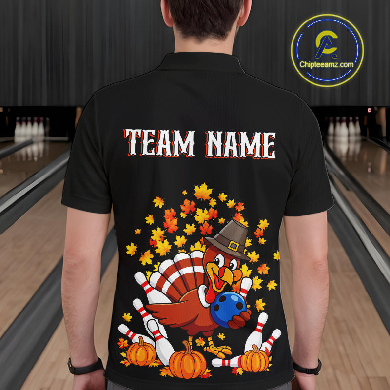 Funny Turkey Bowling Shirts, Autumn Leaf Thanksgiving Bowling Tournament Shirts