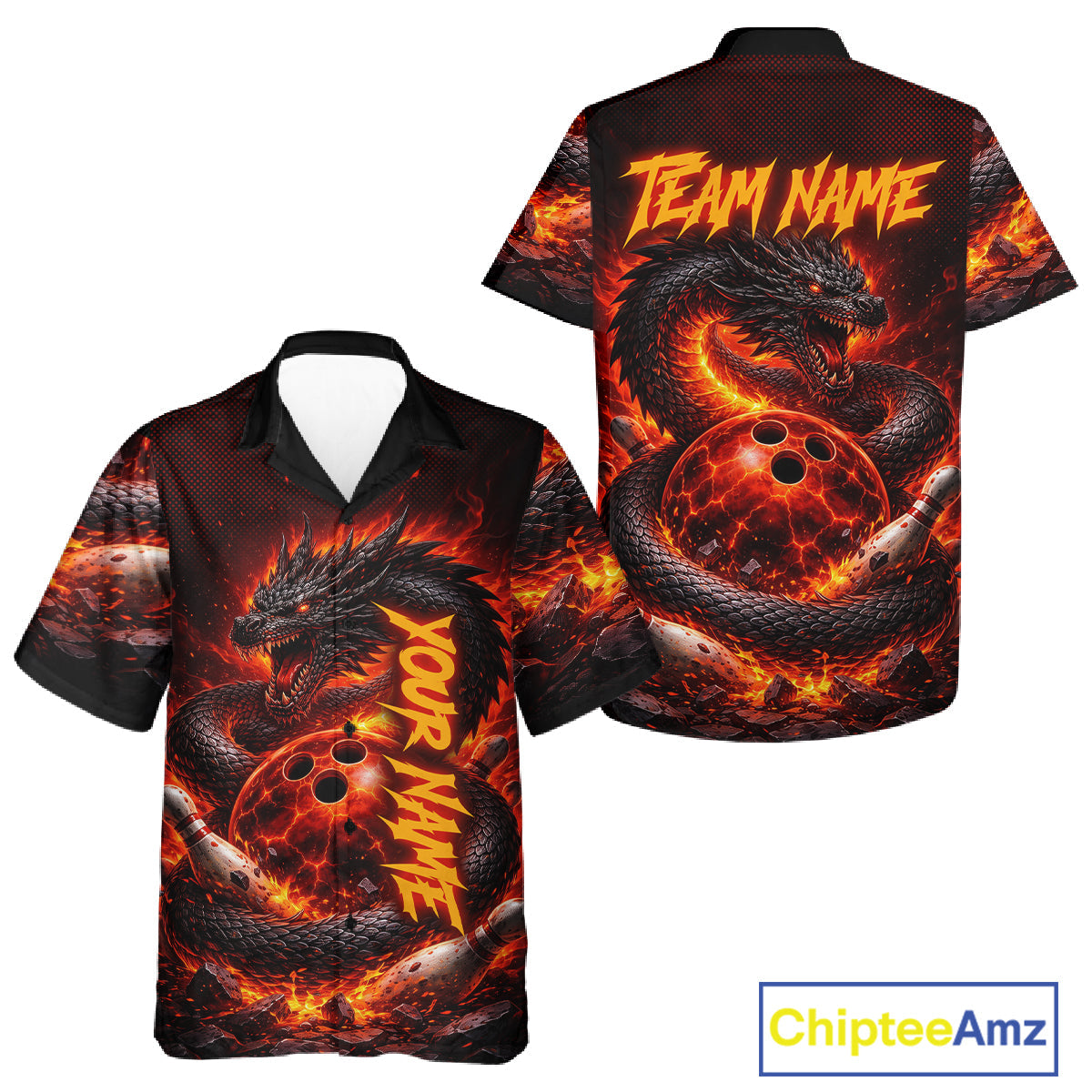 Custom Red Dragon Bowling Hawaiian Shirt, Team Bowling League jerseys