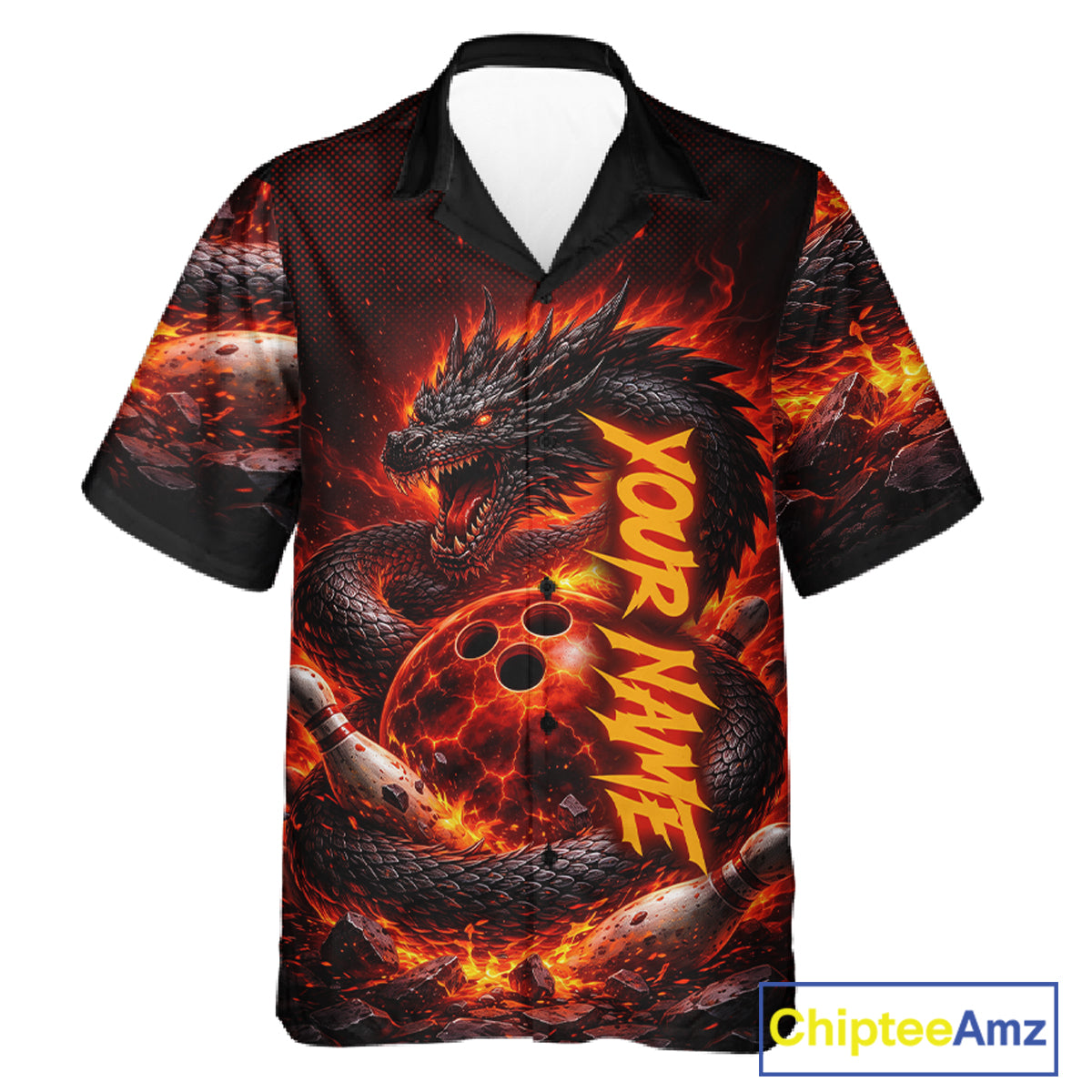 Custom Red Dragon Bowling Hawaiian Shirt, Team Bowling League jerseys