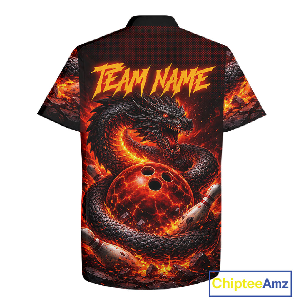 Custom Red Dragon Bowling Hawaiian Shirt, Team Bowling League jerseys