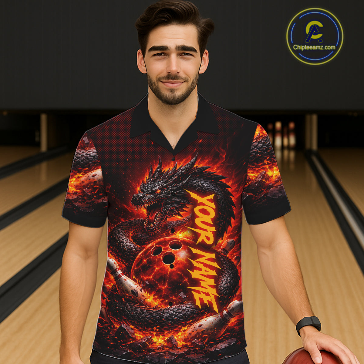 Custom Red Dragon Bowling Hawaiian Shirt, Team Bowling League jerseys