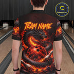 Custom Red Dragon Bowling Polo Shirts, Bowling 1/4 zip jersey, Team Bowling League jerseys
